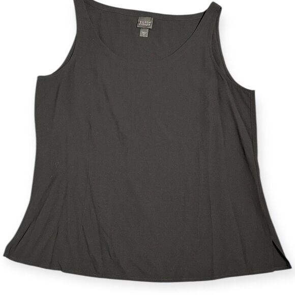 EILEEN FISHER Women’s Black 100% Silk Sleeveless Scoop Neck Tank Top Size Medium - Picture 1 of 4